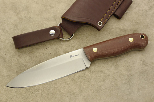 LT Wright Knives Sospes - Saber Grind - Rustic Brown Canvas Micarta - Matte Finish