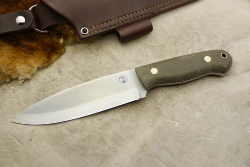 LT Wright Knives Sospes - Scandi Grind - Green Canvas Micarta - Matte Finish