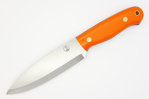 LT Wright Knives Sospes - Scandi Grind - Orange G10 - Black Liners - Matte Finish