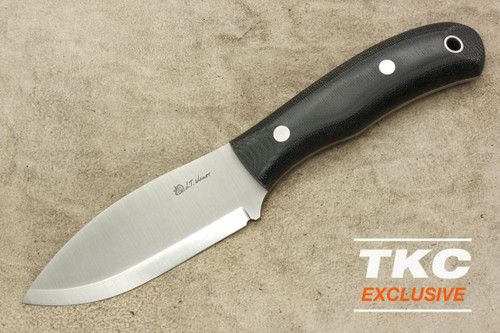 LT Wright Knives Woodland Pro 4.0 - A2 Steel - Scandi Grind - Black Canvas Micarta - Aluminum Corby Bolts - Matte Finish