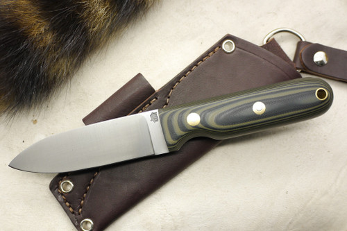 LT Wright Knives: Bushcrafter (Flat Grind) Fixed Blade Knife w/ Green & Black G10 Handle - Matte Finish