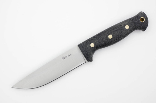 LT Wright Knives Forest Trail - A2 Steel - Saber Grind - Black Canvas Micarta Handle - Matte Finish - Leather Sheath