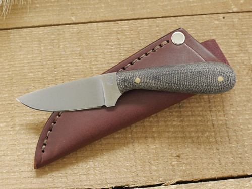 LT Wright Knives: Frontier First Patch (Flat Grind) Fixed Blade Every Day Carry Knife w/ Black Canvas Micarta Handle - Matte Finish