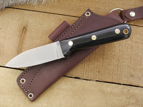 LT Wright Knives: Genesis (Flat Grind) Fixed Blade Bushcraft Knife w/ Black Canvas Micarta Handle