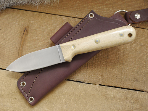 LT Wright Knives: Genesis (Flat Grind) Fixed Blade Bushcraft Knife w/ Snake Skin Resitin Handle