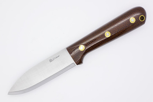 LT Wright Knives Genesis - A2 Steel - Scandi Grind - Brown Burlap Handle - Polished Finish