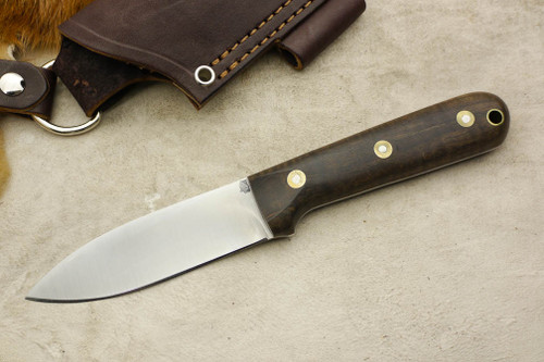 LT Wright Knives: Genesis AEB-L Stainless Steel (Convex Grind) Fixed Blade Bushcraft Knife w/ Dark Maple Handle