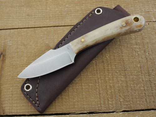 LT Wright Knives: Great Plainsman (Saber Grind) D2 Steel Fixed Blade Camping Knife w/ Dyed Bone Handle - 8