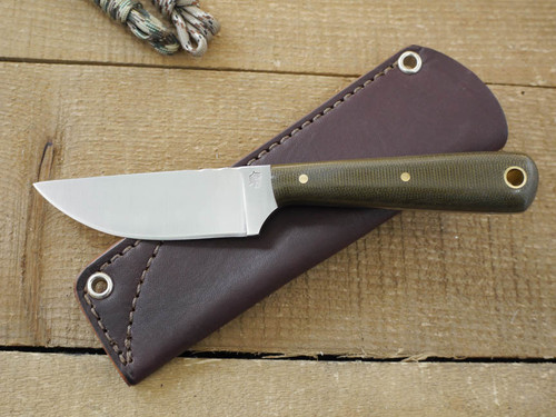 LT Wright Knives: Hunter Pro Elite (Flat Grind Jimping) Fixed Blade Knife w/Green Canvas Micarta Handle