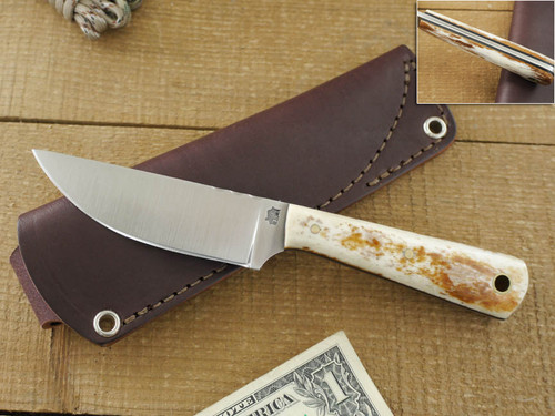 LT Wright Knives: Hunter Pro Elite (Flat Grind) Fixed Blade Knife w/ Dyed Bone Handle Black Liners & Fancy Jimping - 1