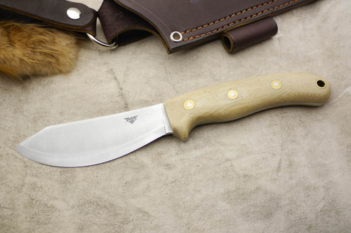 LT Wright Knives: JX2 Jessmuk (Scandi Grind) Fixed Blade Knife w/ Snakeskin Micarta Handle - Matte Finish