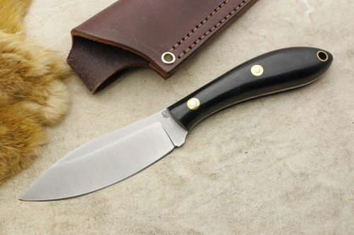LT Wright Knives: Large Northern Hunter (AEB-L Steel) Flat Grind Black Canvas Micarta Handle
