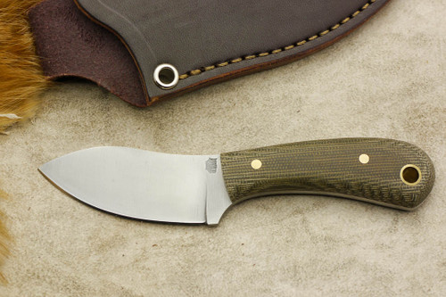 LT Wright Knives: Lil Muk - Convex Grind - O1 Steel - Green Canvas Micarta - Matte Finish