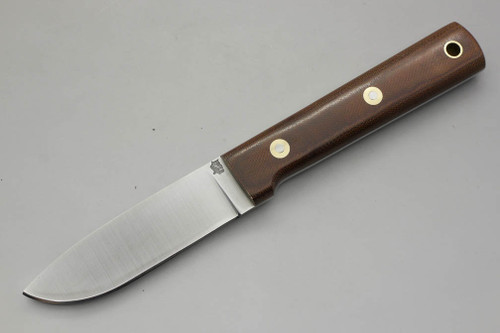 LT Wright Knives: Maverick Scout (Flat Grind) Fixed Blade Knife w/ Brown Canvas Micarta Handle - Kydex Sheath