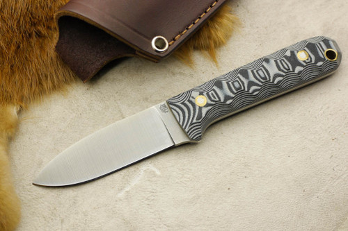 LT Wright Knives: Next Gen (Flat Grind) Fixed Blade Bushcraft Knife w/ Gray & Black G10 Handle - Mountain Texture