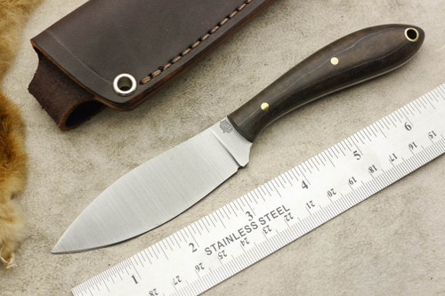 LT Wright Knives: Small Northern Hunter (AEB-L Steel) Flat Grind Fixed Blade Knife w/ Dark Maple Handle - 4