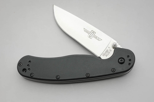 Ontario RAT Model 1 Folding Knife, 3.6" Stainless Satin Blade, Black Nylon Handle - 8848SP