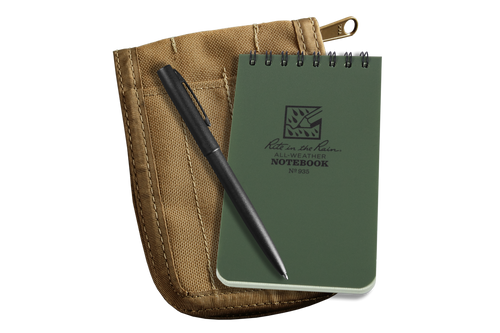 Rite In The Rain - 3" X 5" - Pen, Notebook, Cover All Weather Survival Kit - Green Notebook / Tan Cover