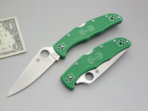 Spyderco Knives: Endura 4 (Full Flat Grind) Folding Pocket Knife w/ Green Textured Fiberglass Reinforced Nylon Handle