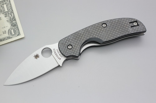 Spyderco Knives: Sage (Full Flat Grind) Folding Pocket Knife w/ Black Carbon Fiber Handle