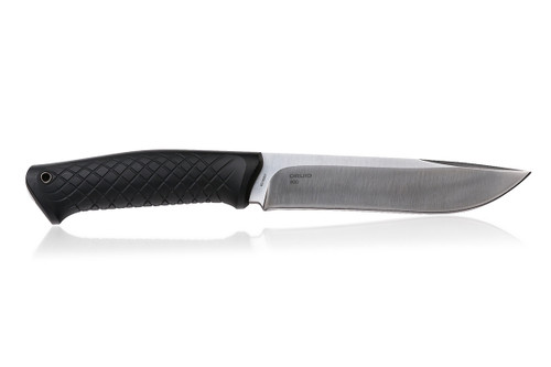 Steel Will Knives Druid 200 Fixed Blade - Black Thermoplastic Elastomer (TPE) Handle - Drop Point Blade - Satin 6.10" Blade
