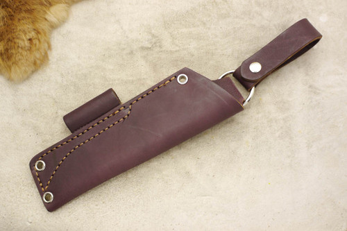 TKC: #E Pouch Style Leather DANGLER Sheath Brown, RH, Firesteel Loop