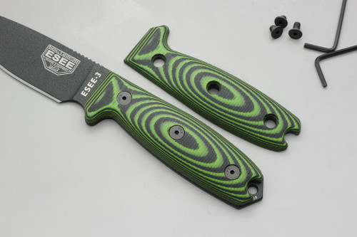 TKC: COMPACT G10 Handle for ESEE 3 / ESEE 4 - Neon Green & Black