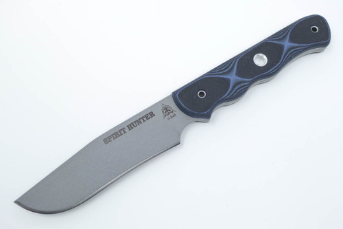 TOPS Knives Spirit Hunter 2 - Tactical Gray Finish - 4.25" Blade - 154CM Steel - Blue and Black G10 Handle