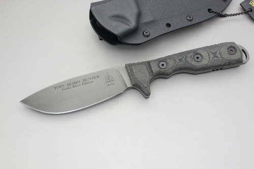 TOPS Knives, Idaho Hunter Fixed Blade Hunting Knife w/ Black Linen Micarta Handle