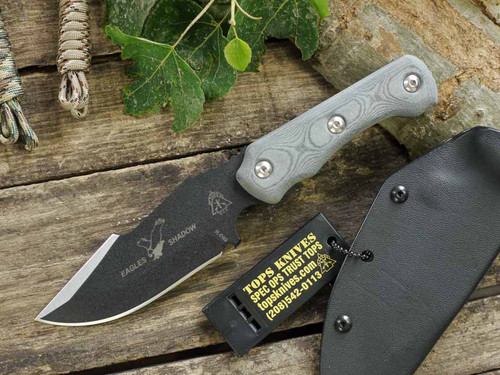 TOPS Knives, ESH-01 Eagles Shadow Fixed Blade Knife w/ Black Linen Micarta Handle