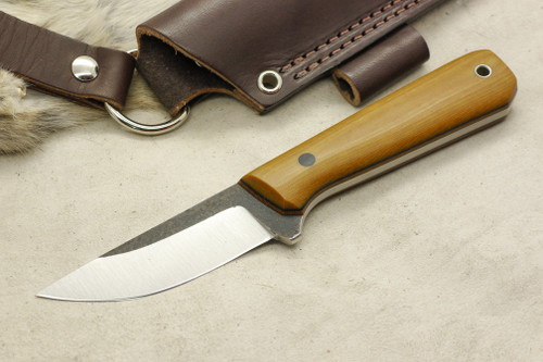 Valkyrie Knives Custom Hooligan Fixed Blade (Flat Tang) Knife w/ Natural Linen Micarta Handle & Thick Natural & Thin Black Liners - 2