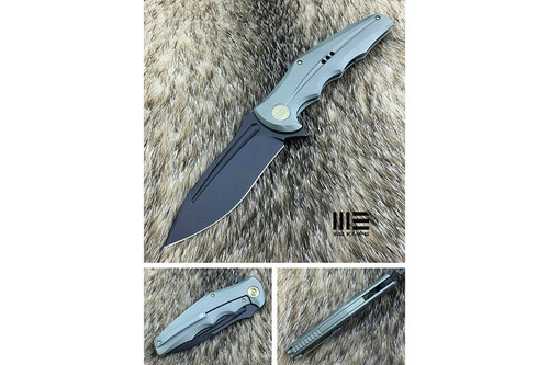 WE Knife Company 608N - Green Titanium Framelock - 3.9" Black Stonewash Blade