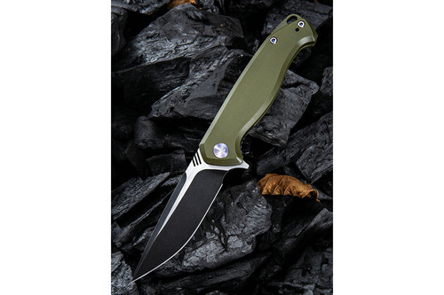 WE Knife Company Streak 818B - Green G10 Liner Lock - 3.4" Black Stonewash/Satin Blade