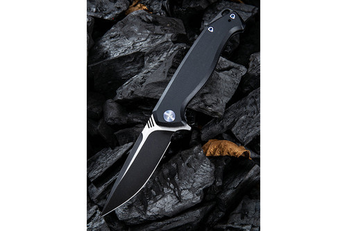 WE Knife Company Streak 818C - Black G10 Liner Lock - 3.4" Black Stonewash/Satin Blade