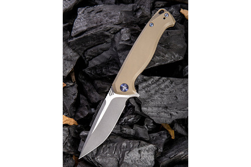 WE Knife Company Streak 818D - Tan G10 Liner Lock - 3.4" Stonewash/Satin Blade