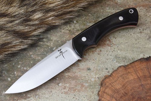 Zoe Crist Knives: Saluda Fixed Blade Knife w/ Black Canvas Micarta Handle & Red Liners
