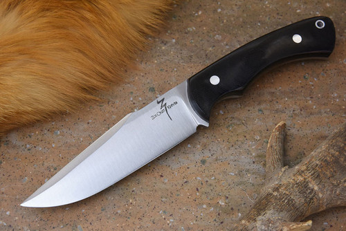 Zoe Crist Knives: Santa Fe Fixed Blade Knife w/ Black Canvas Micarta Handle
