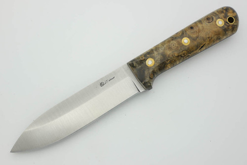 LT Wright Knives Gen 5 - Saber Grind - Buckeye Burl - Polished Finish - FREE Black Liners! - 1