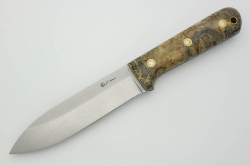 LT Wright Knives Gen 5 - Saber Grind - Buckeye Burl - Polished Finish - FREE Black Liners! - 5