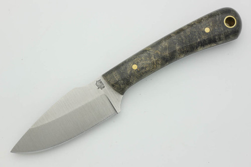 LT Wright Knives Great Plainsman - Saber Grind - D2 Steel - Buckeye Burl Handle - Brass Pins - Polished Finish / FREE BLACK LINERS! - 5