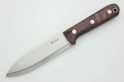 LT Wright Knives Gen 5 - Scandi Grind - Dark Curly Maple - Polished Finish - FREE Black Liners! - 2