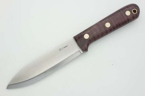 LT Wright Knives Gen 5 - Scandi Grind - Dark Curly Maple - Polished Finish - FREE Black Liners! - 3