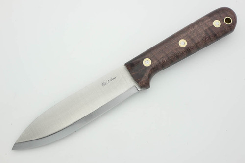 LT Wright Knives Gen 5 - Scandi Grind - Dark Curly Maple - Polished Finish - FREE Black Liners! - 4