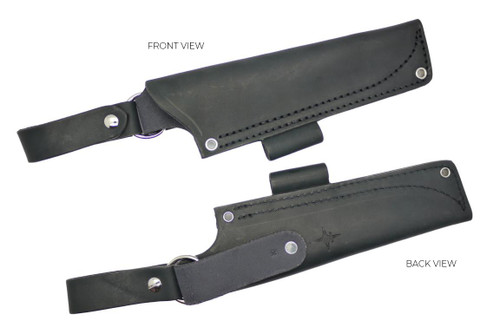 TKC: #K Pouch Style Leather DANGLER Sheath Black, RH, Firesteel Loop
