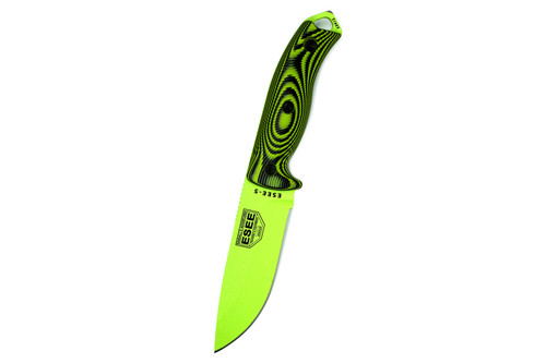 ESEE Knives 5 - 5PVG-007 - 1095 Carbon Steel Venon Green Blade - Neon Green and Black G10 3D Handle - Black Sheath