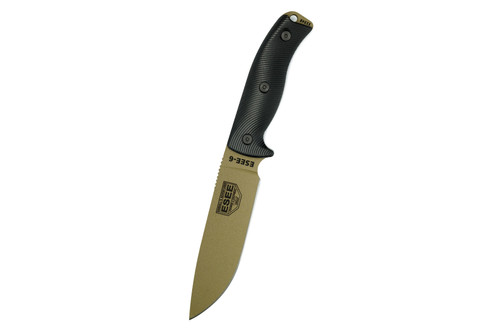 ESEE Knives 6 - 6PDE-001 - 1095 Carbon Steel Dark Earth Blade - Black 3D Handle - Black Sheath