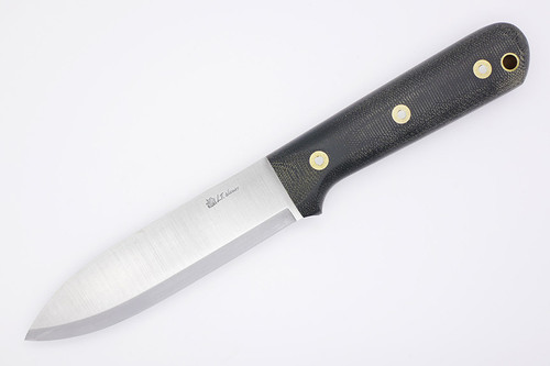 LT Wright Knives Gen 5 - Scandi Grind - Black Canvas Micarta - Red Liners - Matte Finish