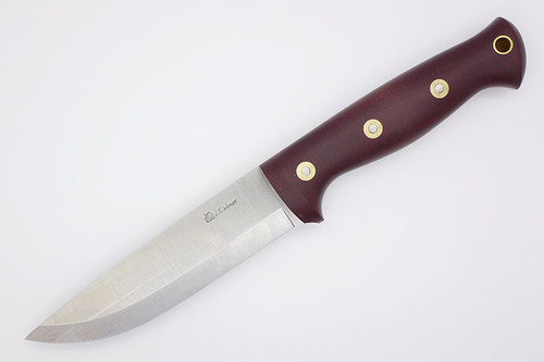LT Wright Knives Forest Trail - A2 Steel - Scandi Grind - Double Red Canvas Micarta Handle - Matte Finish