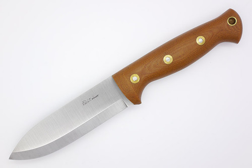LT Wright Knives Forest Trail - A2 Steel - Scandi Grind - Spear Point - Natural Canvas Micarta Handle - Matte Finish - Kydex Sheath