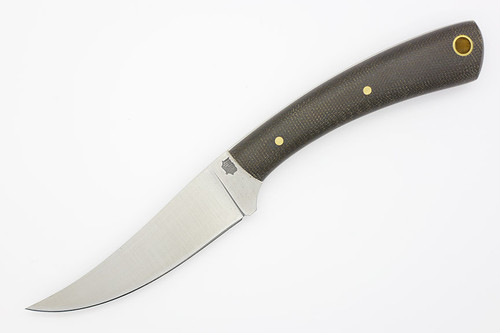 LT Wright Knives Large Swoop - Flat Grind - Green Canvas Micarta Handle - White Liners - Matte Finish